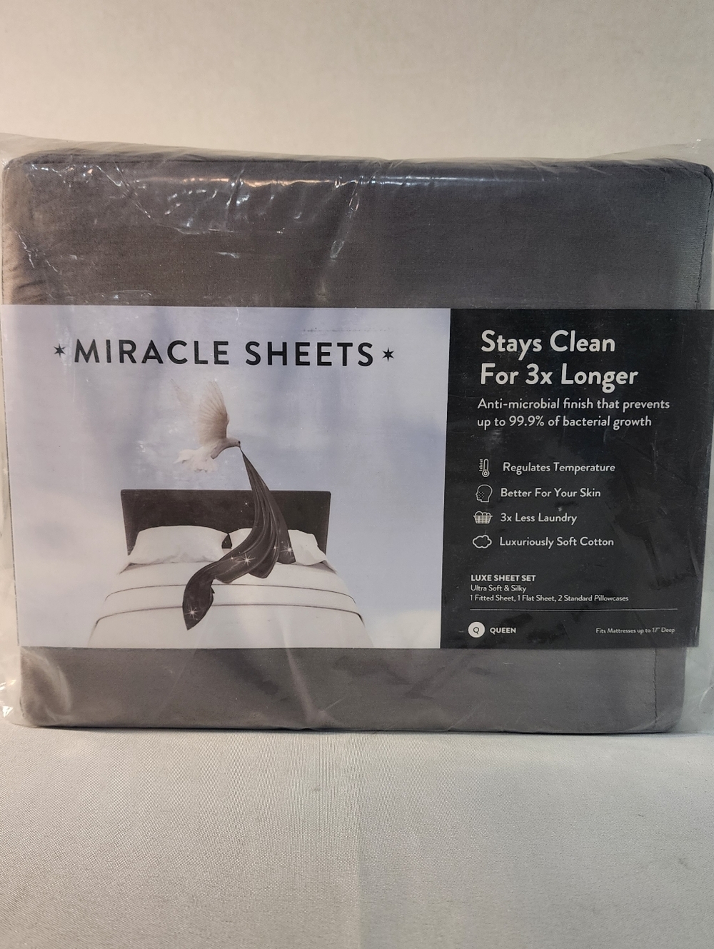 Miracle Made Queen Luxe Self-Cooling Sheet Set in Charcoal